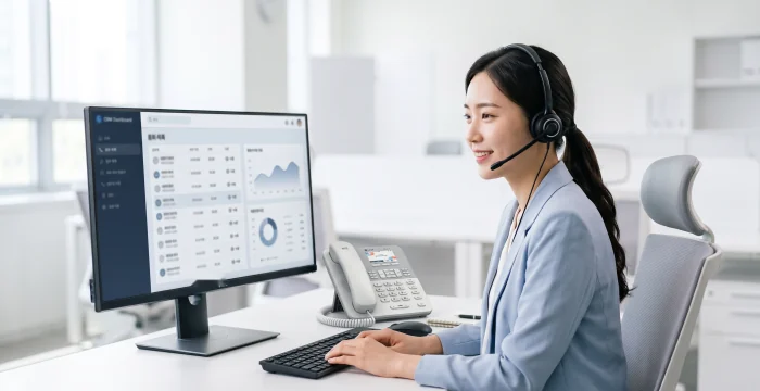 CRM 통화매니저 대시보드로 통화 기록을 관리하는 상담 담당자