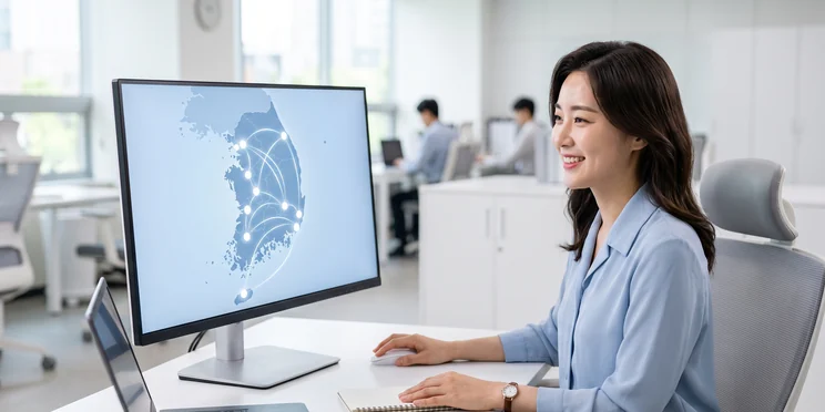 전국 지도와 네트워크 연결망을 보는 담당자 – LBS 위치기반 전국 자동 연결