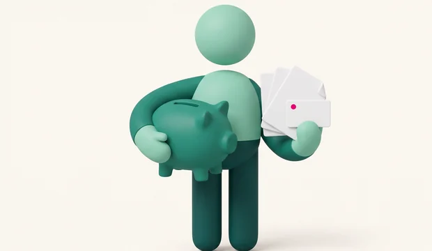 저금통과 수신 문서를 함께 들고 있는 모습 – 수신 무료·저렴한 050팩스 요금